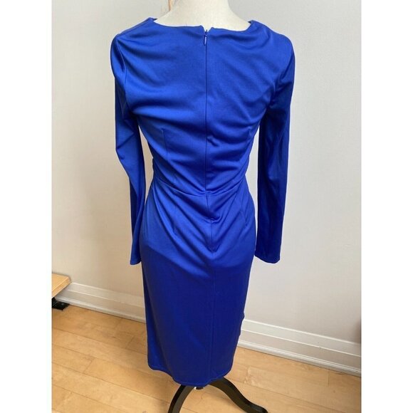 Maggy London BNWOT womens blue long sleeve dress NEW sz 2 twist front - Picture 5 of 7